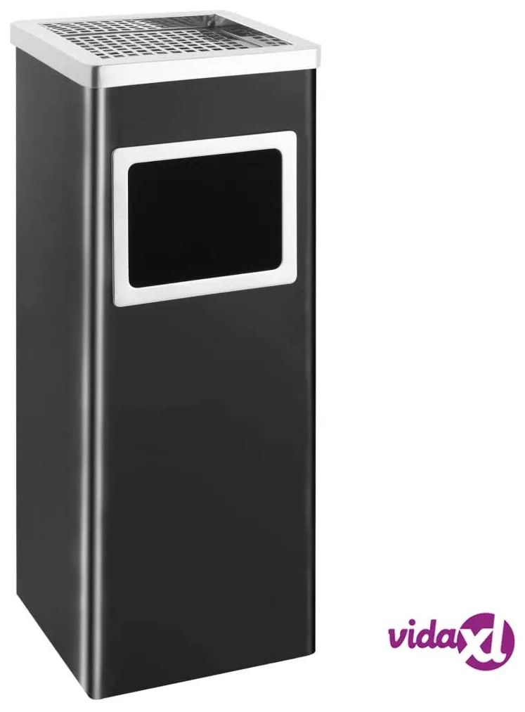 vidaXL Pattumiera con Posacenere da Albergo 36 L Acciaio Nero