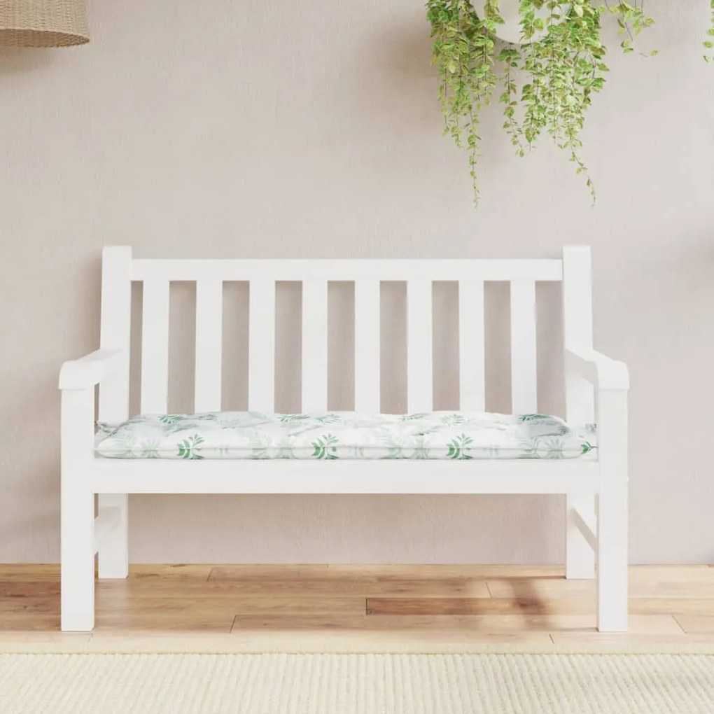 Cuscino Panca Giardino Con Motivo A Foglie 120x50x7 Cm Tessuto /