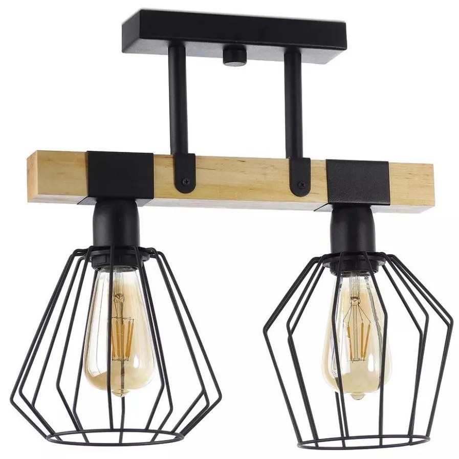 Lampadario a plafone CAMERUN 2xE27/60W/230V nero/legno