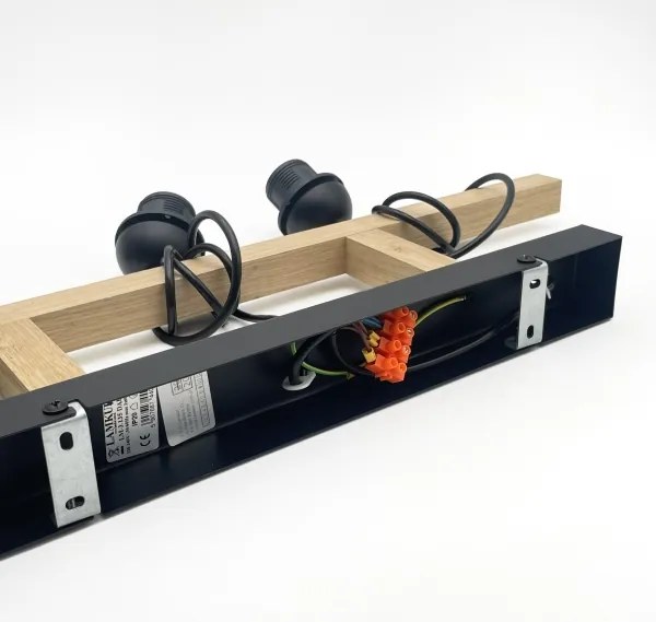 Lampadario a sospensione con cavo LEANDRA 3xE27/15W/230V rovere/nero