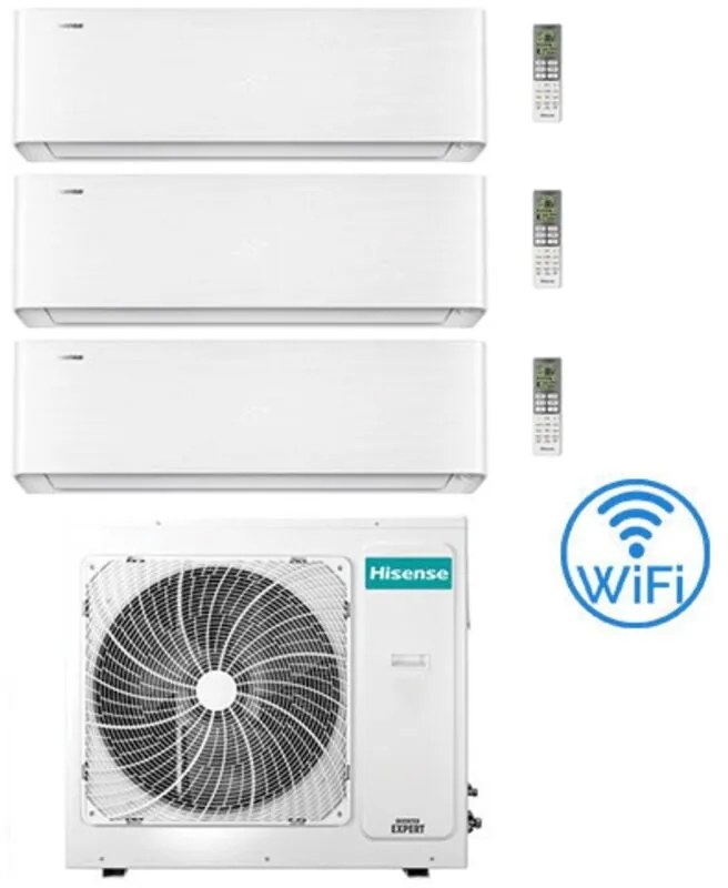 Climatizzatore Condizionatore Hisense Energy Pro X Wifi R32 Trial Split Inverter 9000 + 9000 + 12000 BTU con U.E. 3AMW52U4RJC Classe A++/A+