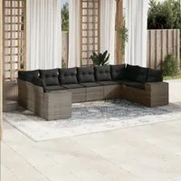 Set Divano da Giardino 10 pz con Cuscini Grigio in Polyrattancod mxl 113209