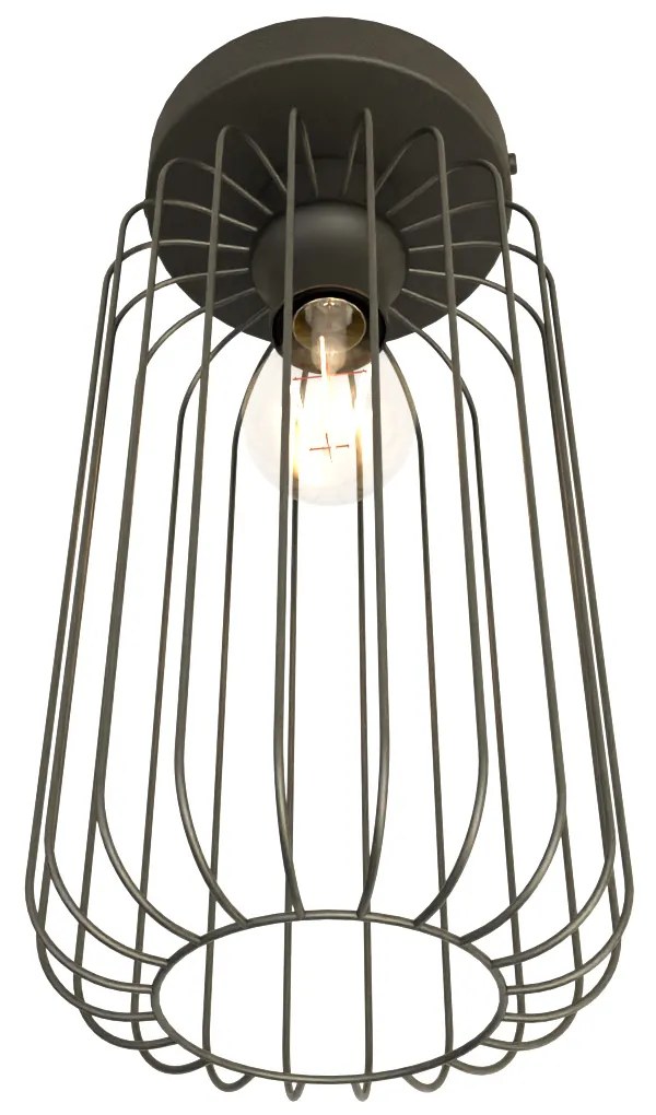Plafonriera Minimal Industrial Vulcano 1 Luce Nera