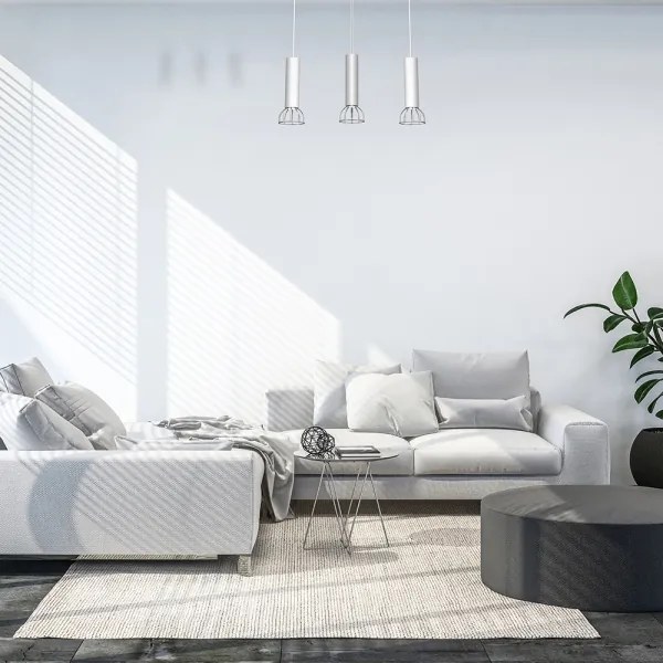 Lampadario su corda DANTE 3xGU10/25W/230V bianco/cromo lucido