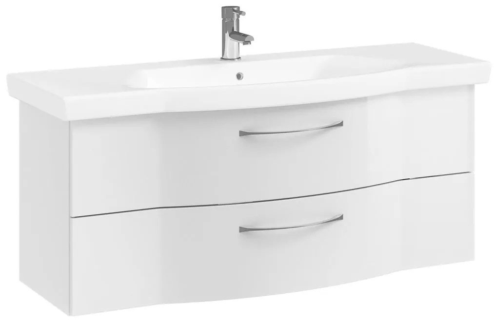 Mobile da bagno sospeso sotto lavabo L 115 x H 49 x P 48.1 cm bianco lucido, 2 cassetti PELIPAL Solitaire