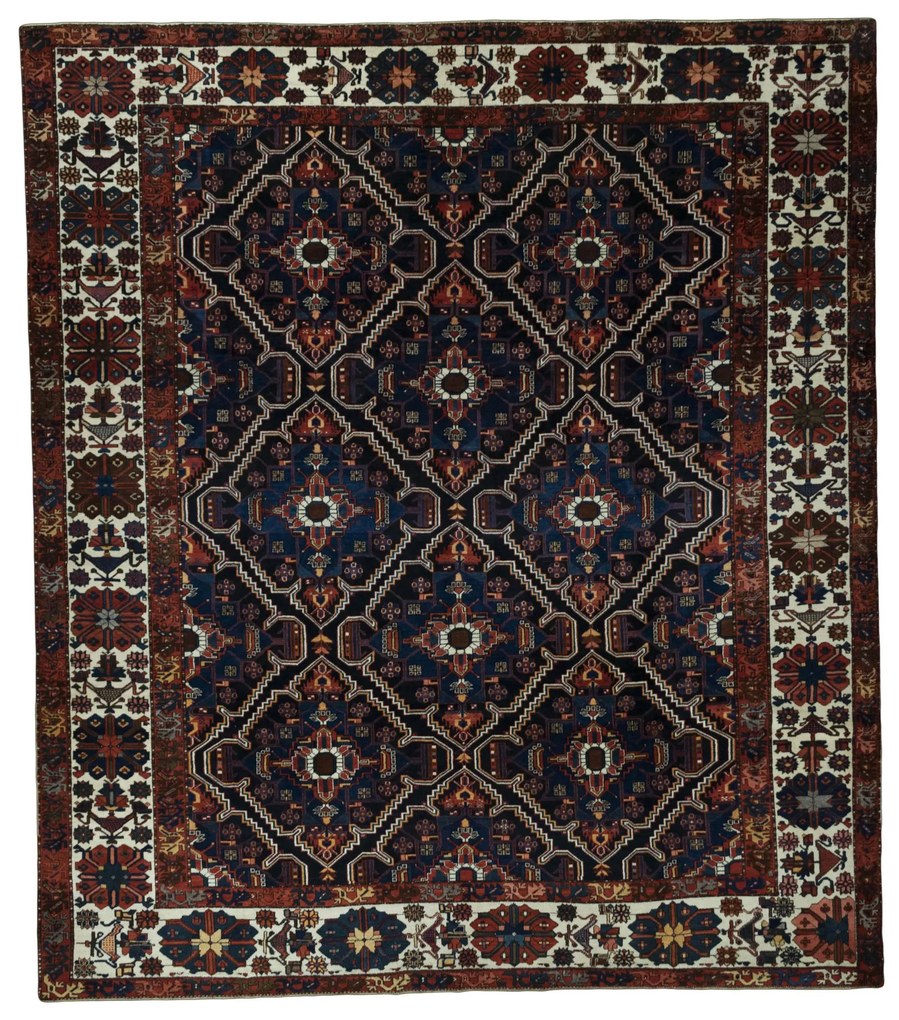 Bakhtiar Tappeto 330x380 Blu (Iran) Annodato A Mano