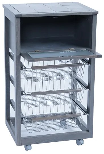 Carrello in legno portapane con cesti portafrutta LANDHELL Grigio