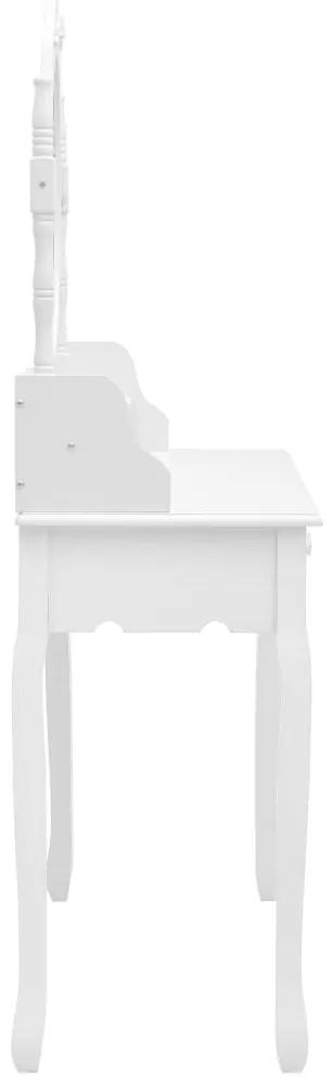 Tavolo da trucco e sgabello bianco 75x69x140 cm legno paulownia