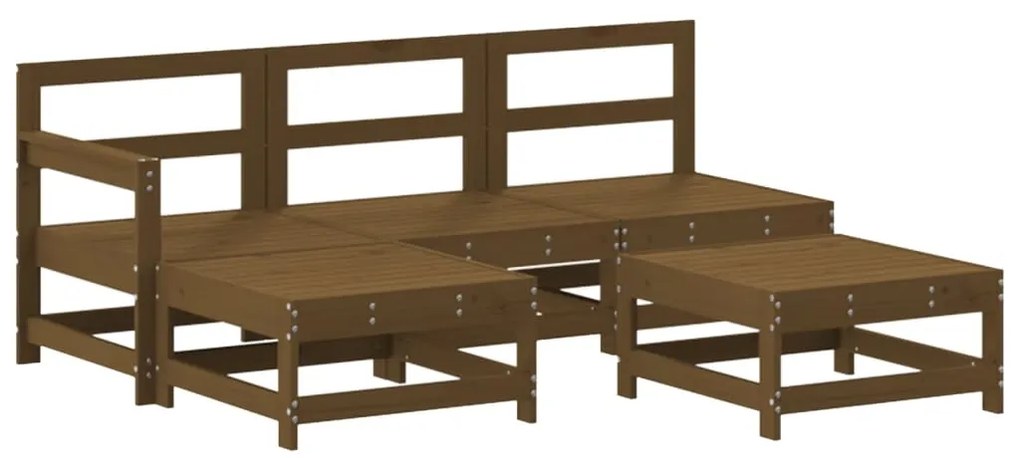 Set Salotto da Giardino 5 pz Miele in Legno Massello di Pino