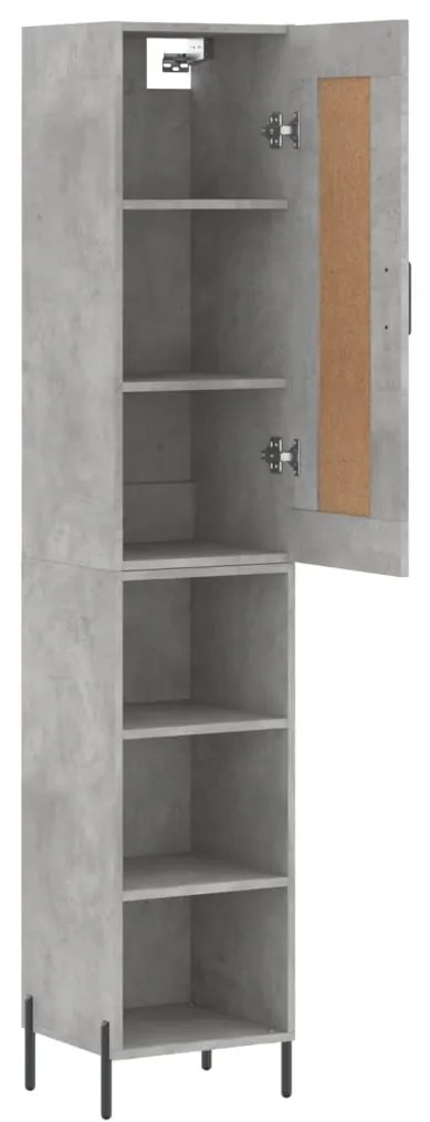 Credenza grigio cemento 34,5x34x180 cm in legno multistrato