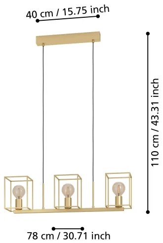 Eglo 900399 - Lampadario a sospensione con filo CUMIOLE 3xE27/40W/230V