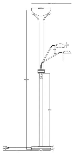 Globo 59020B - Lampada da terra dimmerabile LEONAS LED/20W/230V + LED/5,5W 3000K