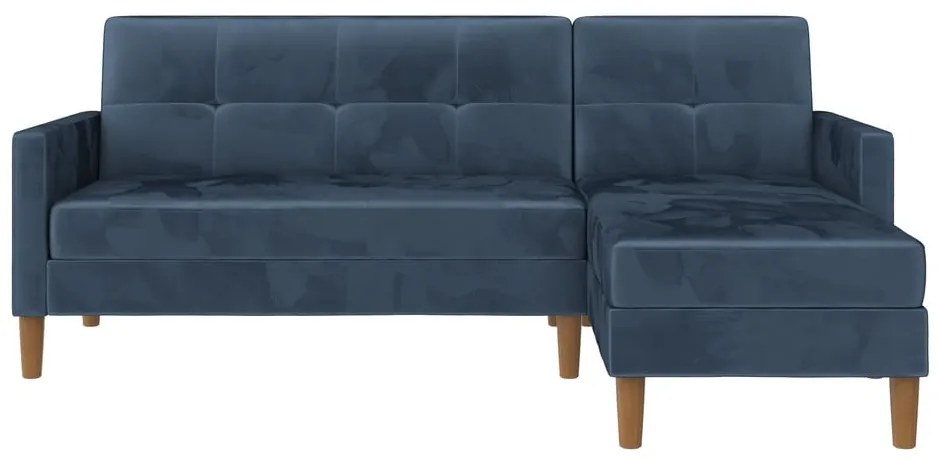 Divano letto angolare in velluto blu (angolo variabile) Lilly - Støraa