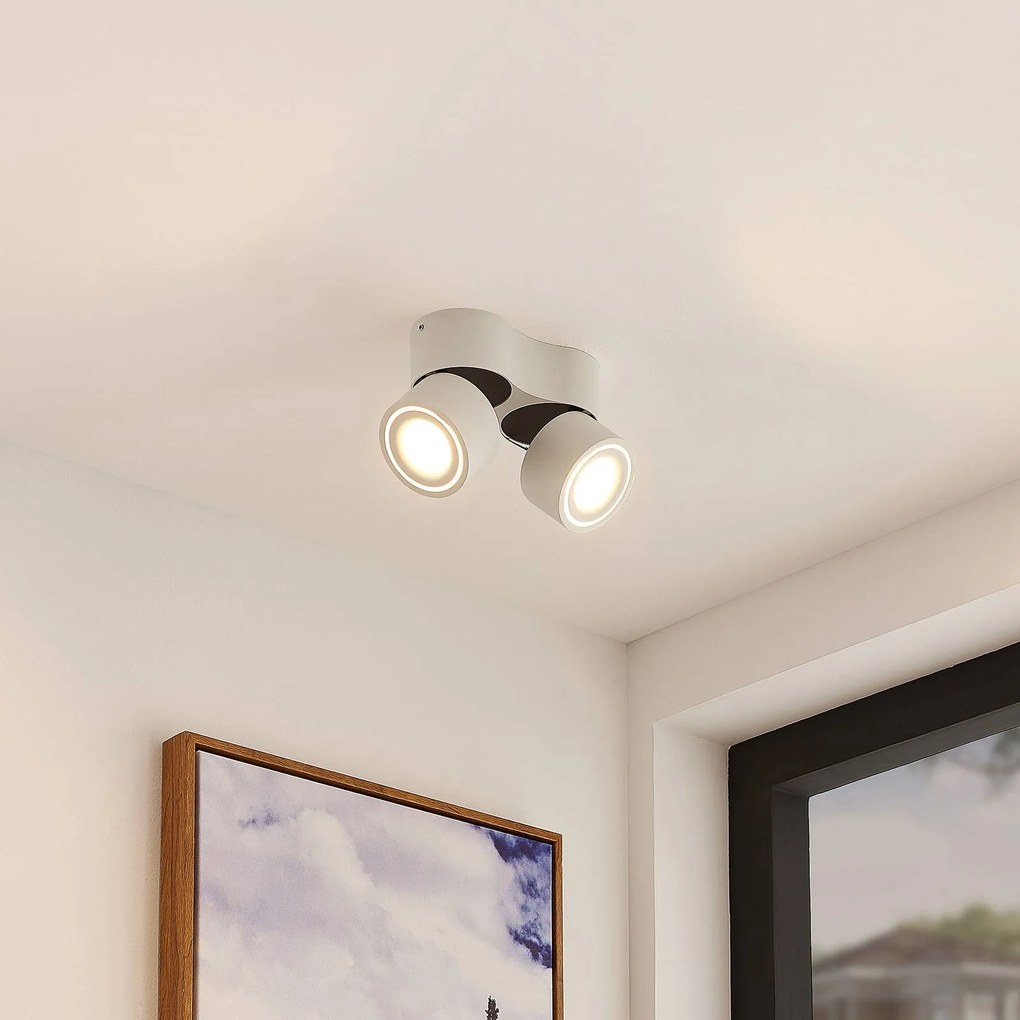Arcchio Faretto da soffitto LED Rotari, bianco, a 2 luci, 1140lm Rotari, Bianco / Opale, Corridoio, Alluminio, Moderno
