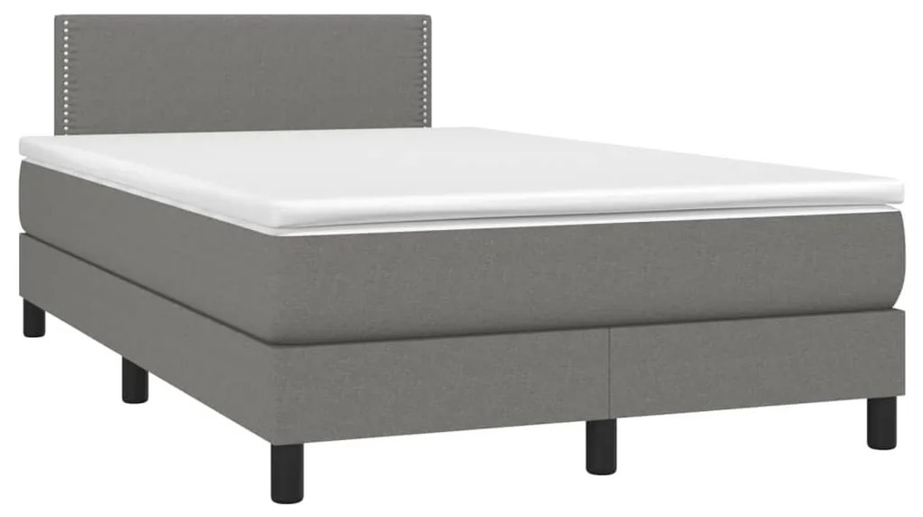 Letto a molle materasso e led grigio scuro 120x200cm in tessuto