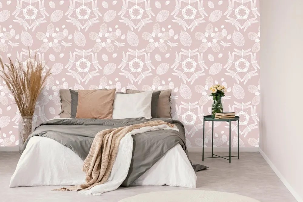 Carta da parati – Libellule rosa nel cerchio Mandala