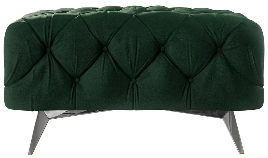 Poggiapiedi verde scuro con rivestimento in velluto Chelsea – Ropez