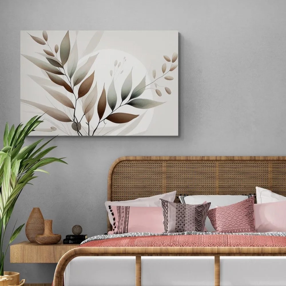 Stampa su tela – Foglie minimaliste in design boho