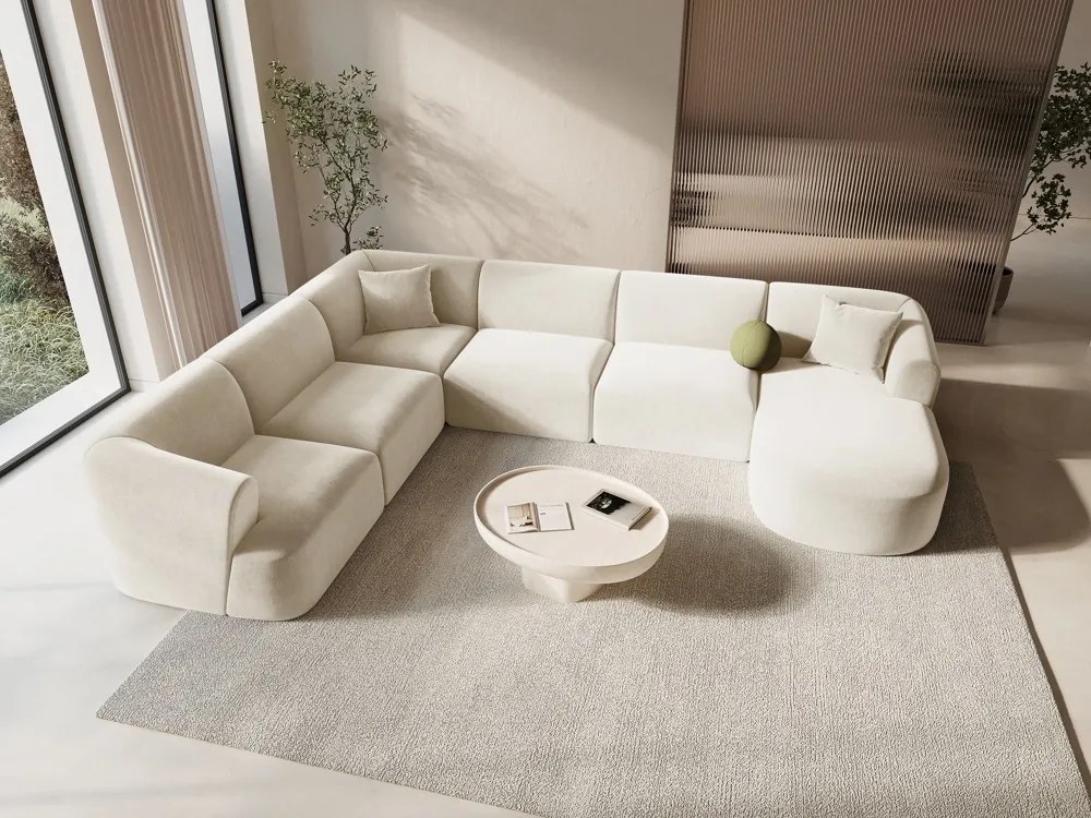 Divano angolare panoramico Campi 7 posti in velluto – L330x255 cm