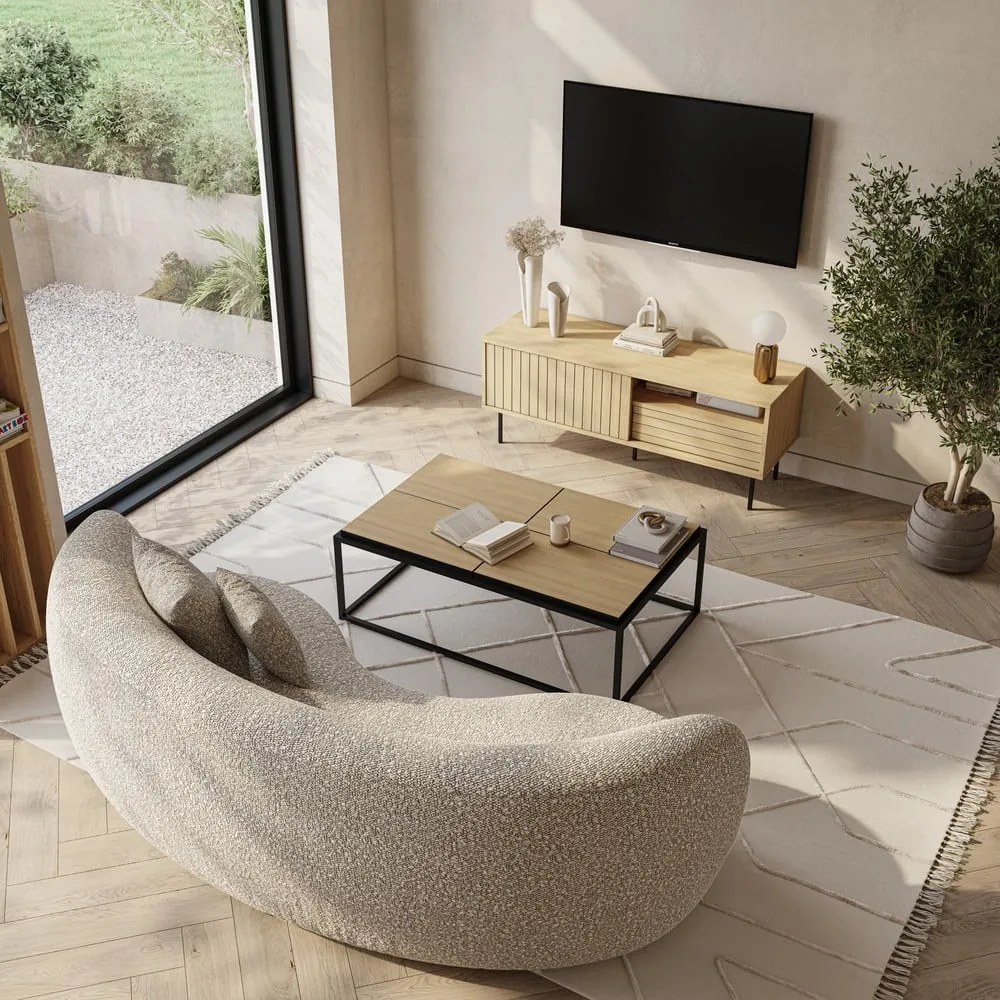 Tavolino con piano in rovere nero e naturale 75x120 cm Douro - TemaHome