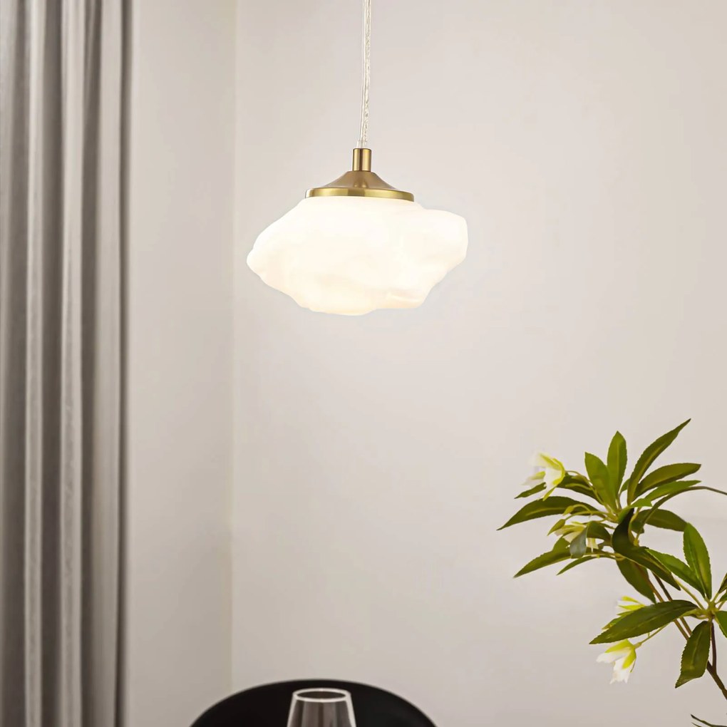 Lampada a sospensione in vetro Piatra Lindby, dimmerabile, Bianco / Opale, Soggiorno / Sala da pranzo, Vetro, Moderno, Lampada a sospensione