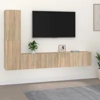 Set di Mobili Porta TV 4 pz Rovere Sonoma in Legno Multistrato 3114312