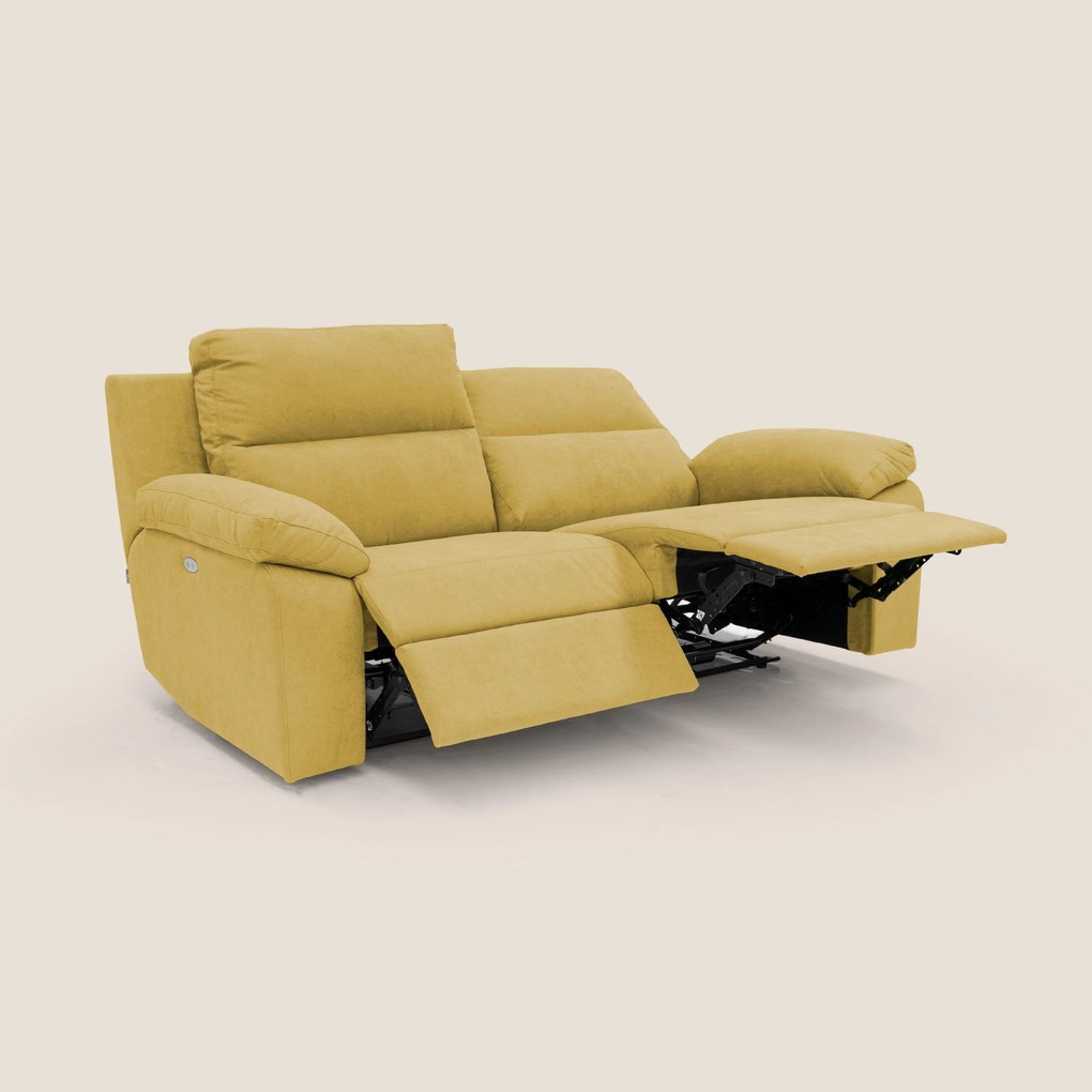Romeo Divano relax con recliner elettrico in morbido tessuto impermeabile T02 giallo