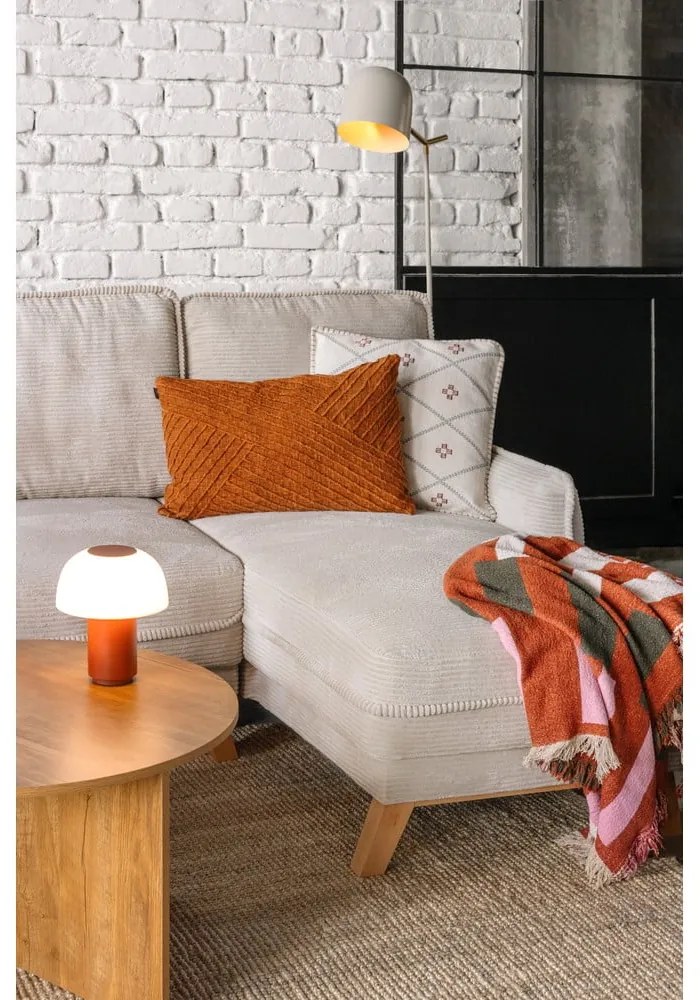 Divano angolare turchese allungabile (con penisola a destra/a forma di "U") con rivestimento in velluto a coste Tori – Bonami Selection