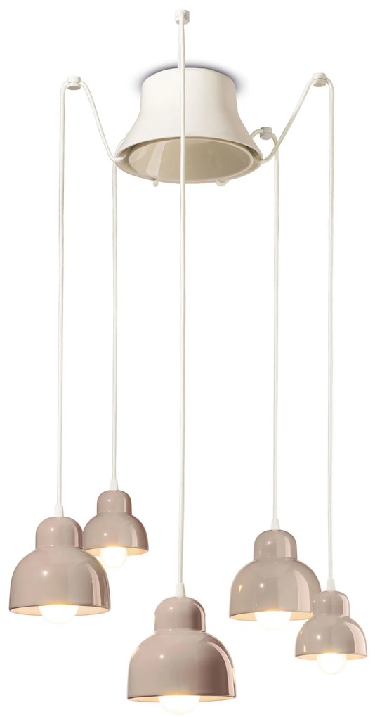 Ferroluce Decò Berimbau - 5-light suspension lamp C2605 Grigio Sabbia