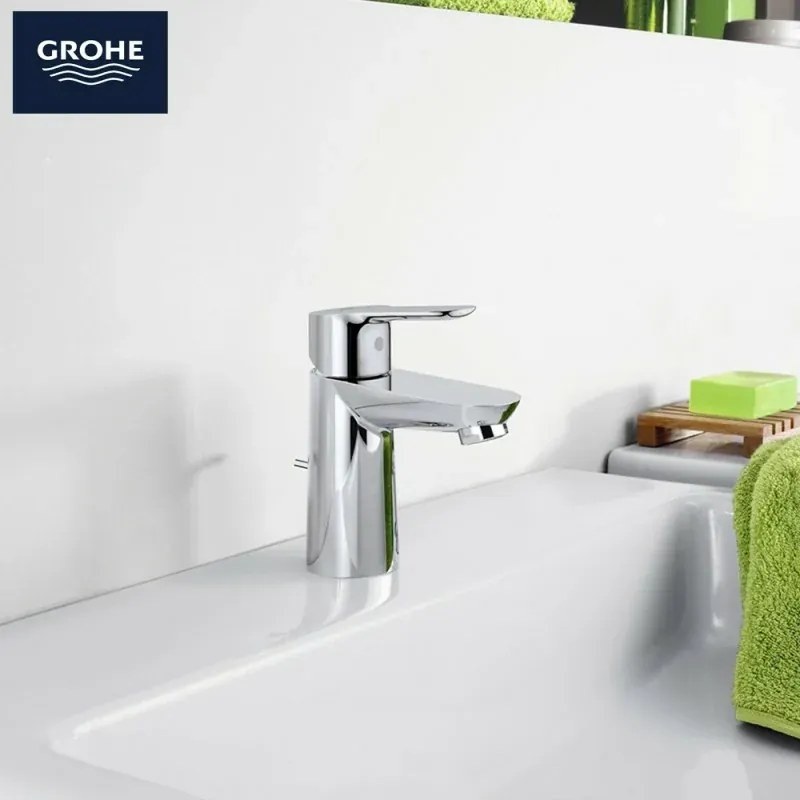 Miscelatore lavabo cromo Grohe Bauedge con piletta taglia S