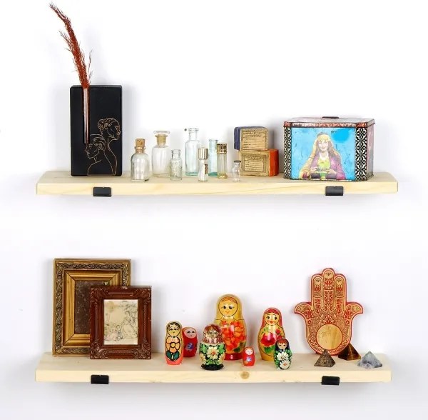 SET 2x Mensola da parete 16x60 cm abete