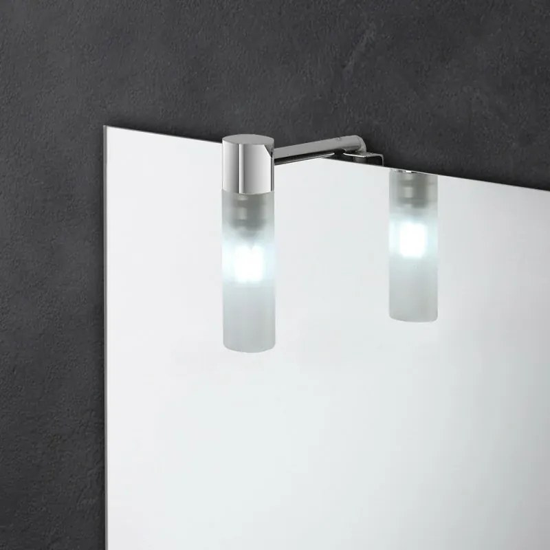 Applique LED naturale in acciaio e vetro per specchio a filo