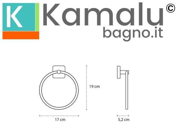 Kamalu - portasciugamani anello in acciaio inox finitura bianca opaca| clode-b