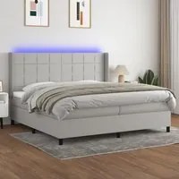 Letto a Molle Materasso e LED Grigio Chiaro 200x200 cm Tessuto cod mxl 65114