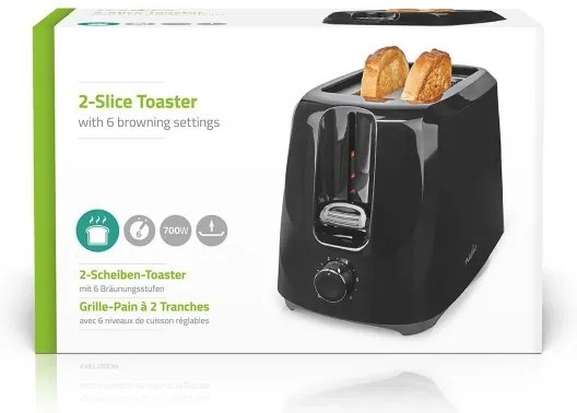 Nedis KABT150EBK - Tostapane due fori 700W/230V nero