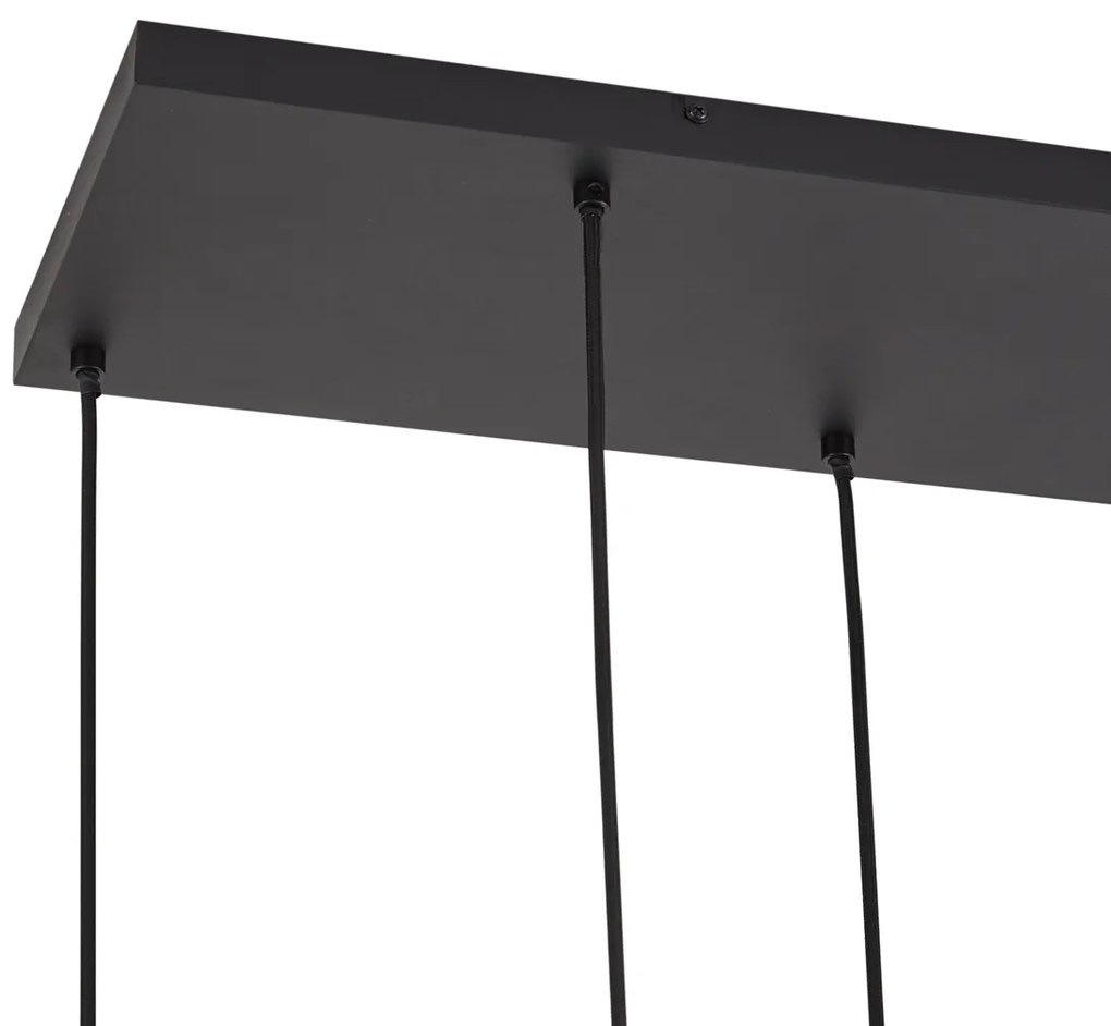 Lampada a sospensione di design nera con vetro fumé 6 luci - Ana