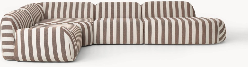 Divano angolare componibile XL a righe con chaise longue Wolke