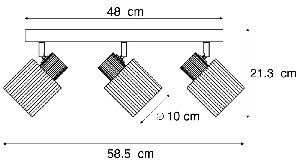 Faretto moderno in legno con vetro fumé a 3 luci ruotabile e inclinabile - Gracy
