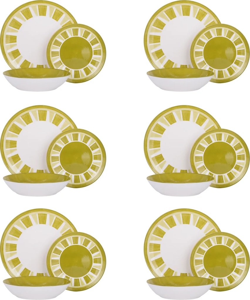 Servizio 18 piatti porcellana Otis verde