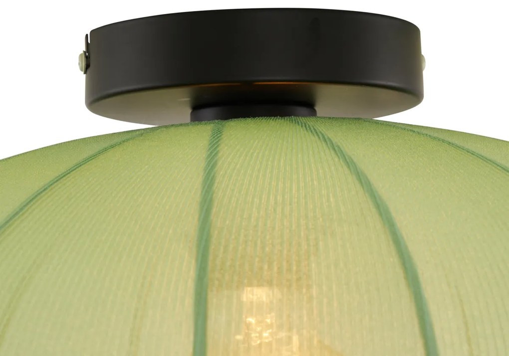 Lampada da soffitto Japandi verde con paralume in tessuto - Bida