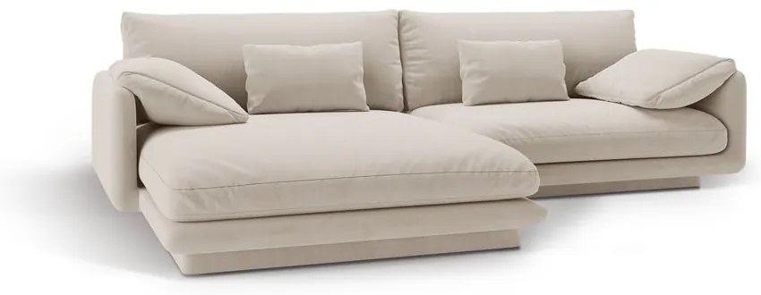 Divano angolare bianco (con penisola a sinistra/con chaise lounge) con rivestimento in velluto Torino – Micadoni