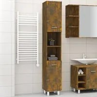 Armadietto Bagno Rovere Fumo 30x30x179 cm in Legno Multistrato