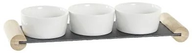 Vassoio per aperitivi DKD Home Decor Bianco Nero Gres Lavagna 33 x 10 x 5,8 cm