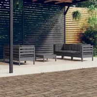 Set Divani da Giardino 6 pz con Cuscini Antracite Legno di Pino 3096114