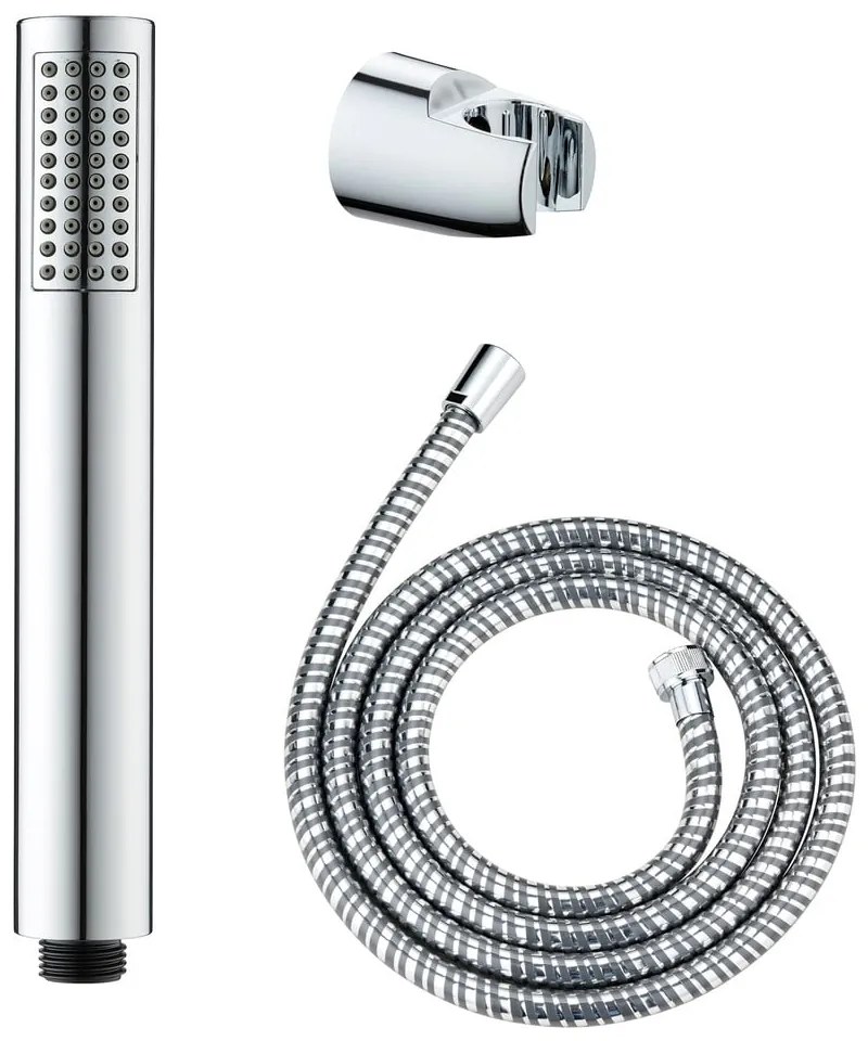 Soffione doccia con tubo flessibile color argento lucido Basic Line – Wenko