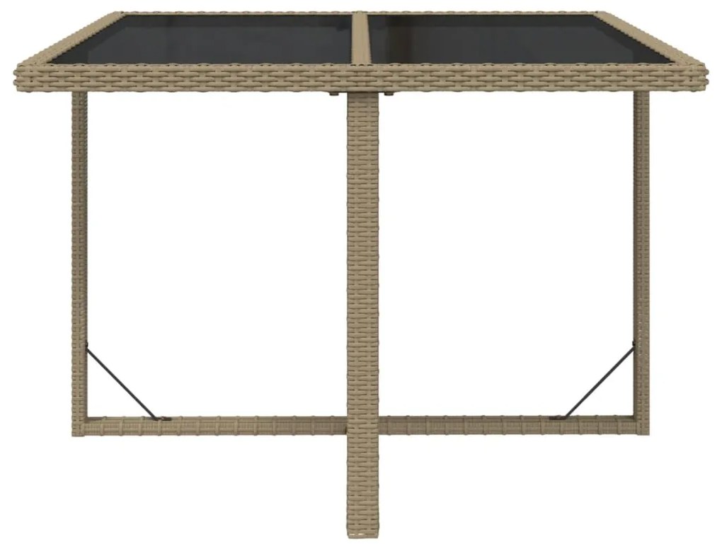 Tavolo da giardino beige 109x107x74 cm in polyrattan e vetro