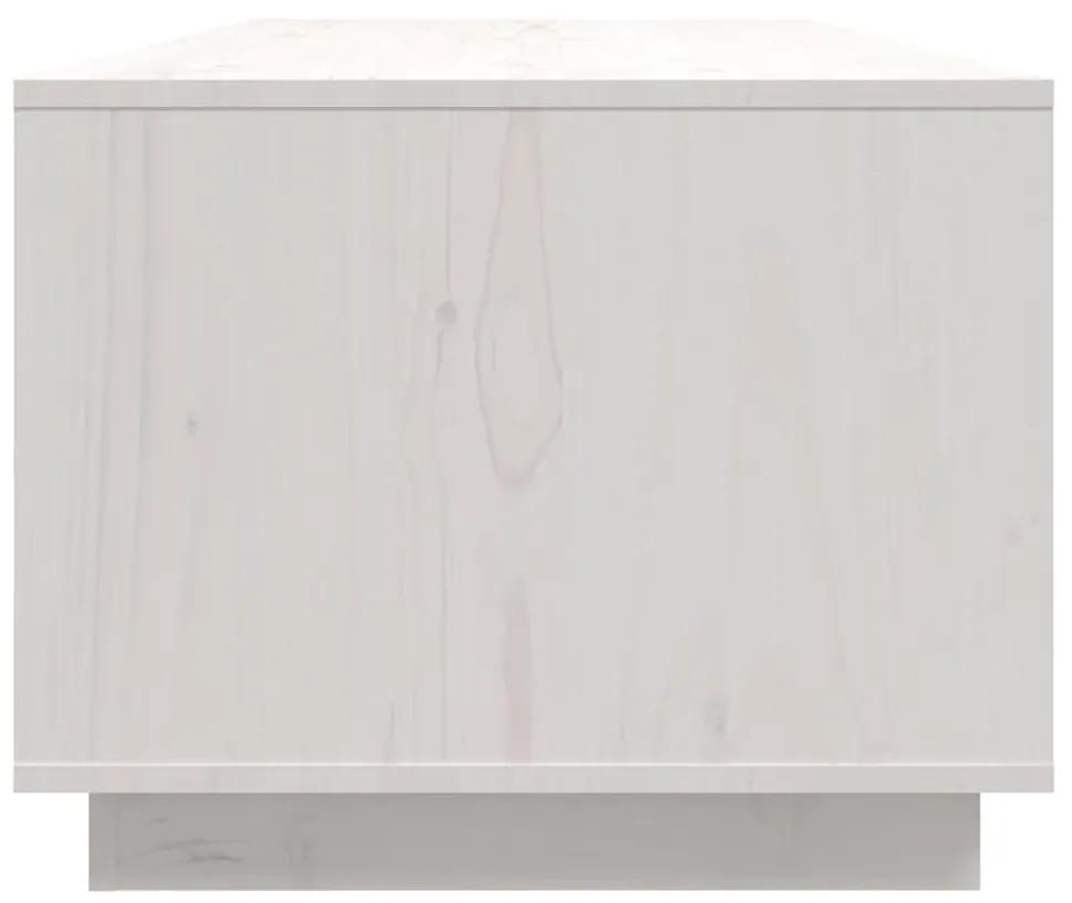 Tavolino da Salotto Bianco 110x50x40 cm Legno Massello di Pino