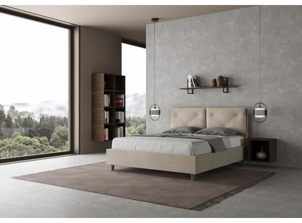 Letto contenitore da 160x190 in microfibra sabbia Appia