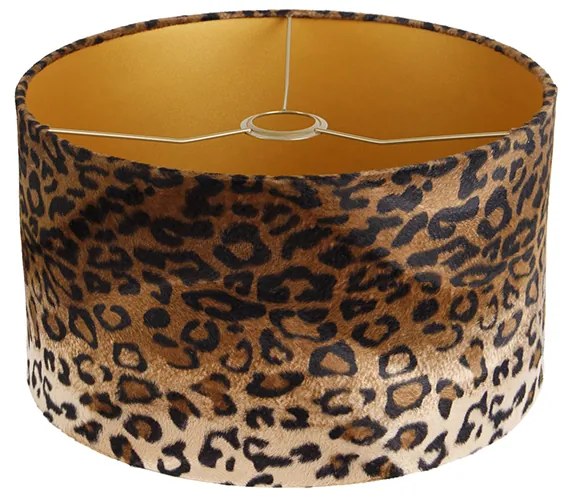 Paralume in velluto con stampa leopardata 35/35/20 interno dorato