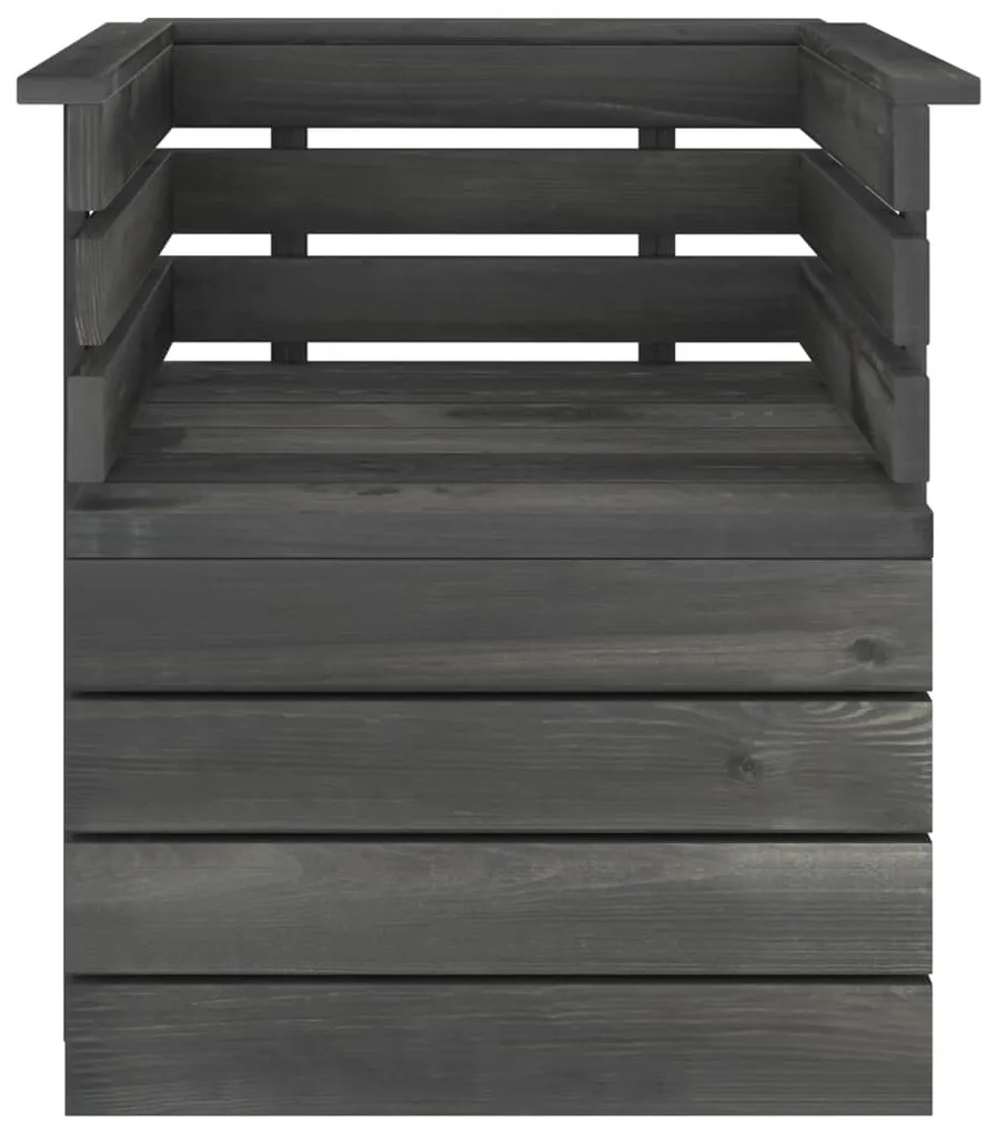 Set Divani da Giardino su Pallet 5 pz Legno Pino Grigio Scuro